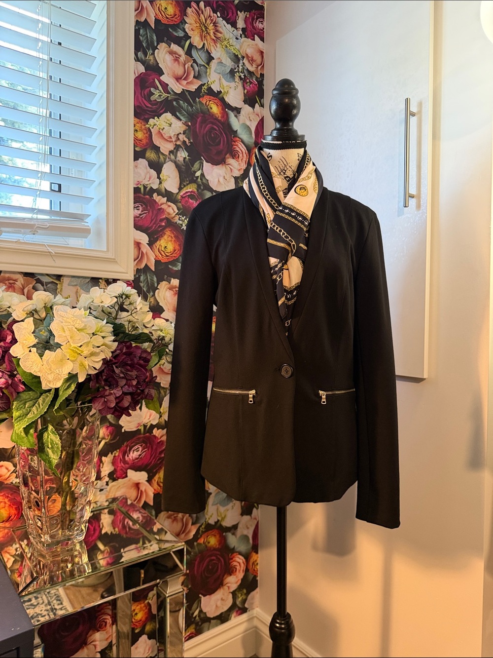 Armani Exchange Black Single-Button Blazer with Zip-Pocket Detail